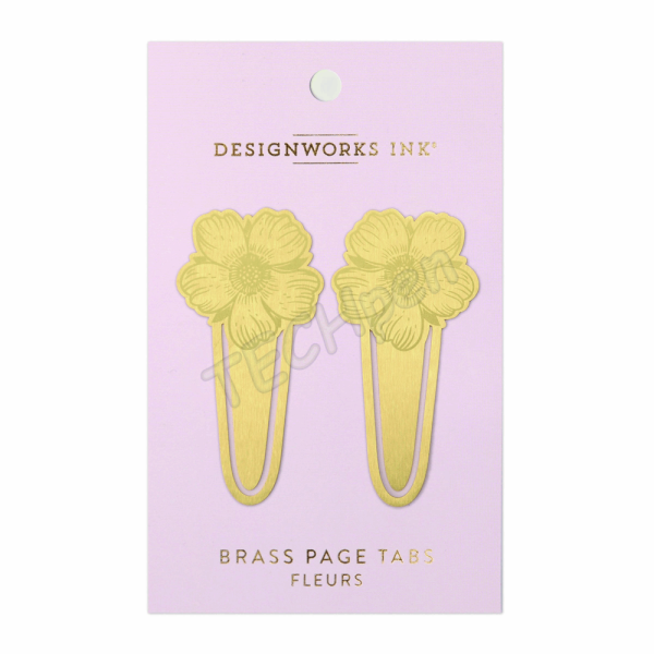 DESIGNWORKSINK BRASS PAGE TABS - FLEURS DPT-1012