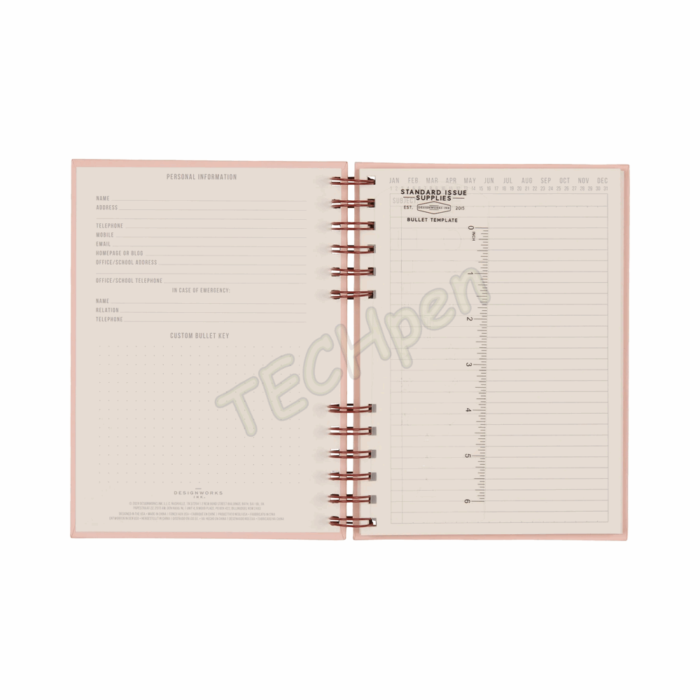 DESIGNWORKSINK JS892-2022EU STANDARD ISSUE PLANNER NOTEBOOK NO. 12 - ROSEWOOD + BLUSH