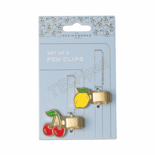 DESIGNWORKSINK PCS-1006EU PEN CLIPS - LEMON + CHERRY (SET OF 2)