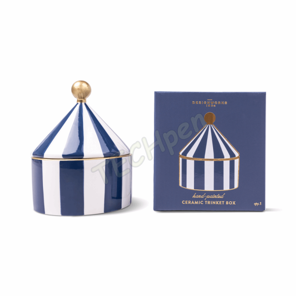 DESIGNWORKSINK TBWC-1002EU CERAMIC TRINKET BOX - NAVY STRIPE