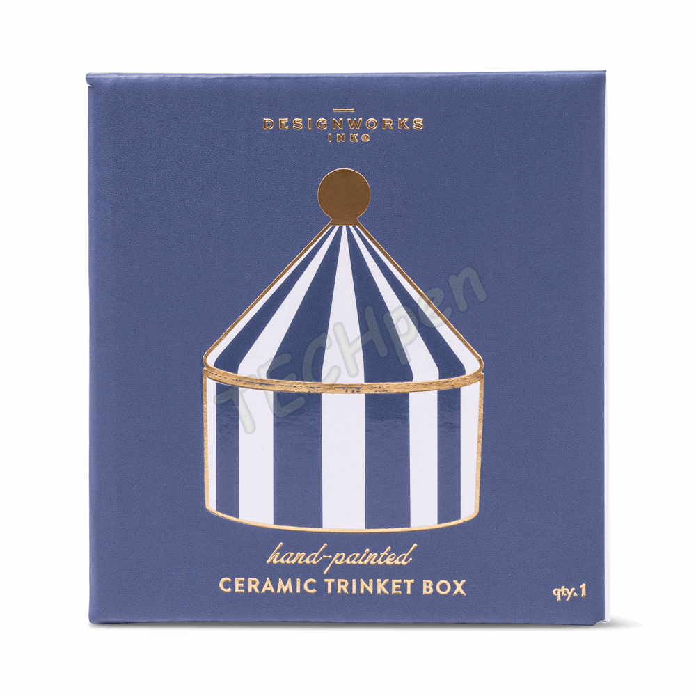 DESIGNWORKSINK TBWC-1002EU CERAMIC TRINKET BOX - NAVY STRIPE