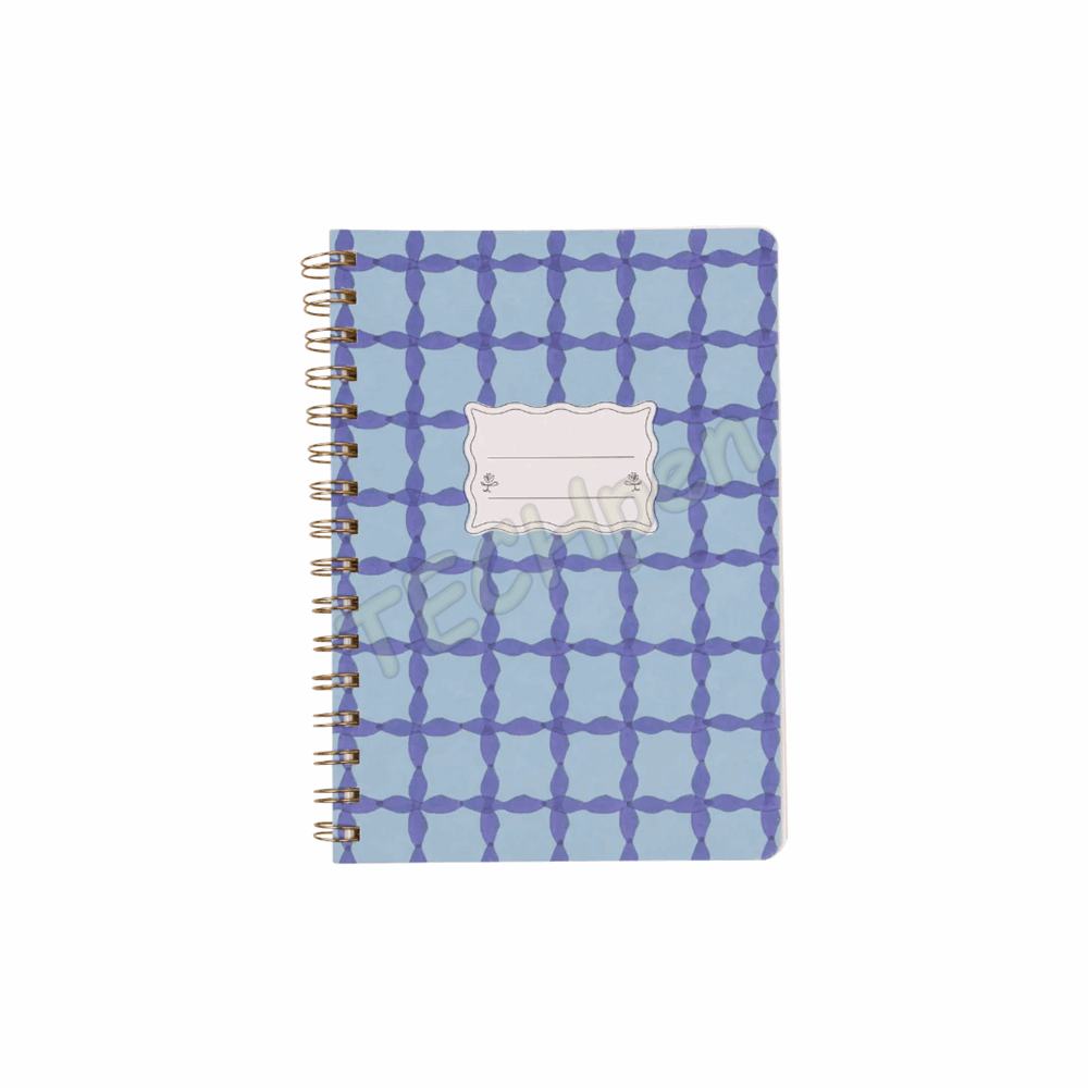 DESIGNWORKSINK JTW68-1018EU TULIP A5 TWIN WIRE NOTEBOOK - BLUE LATTICE