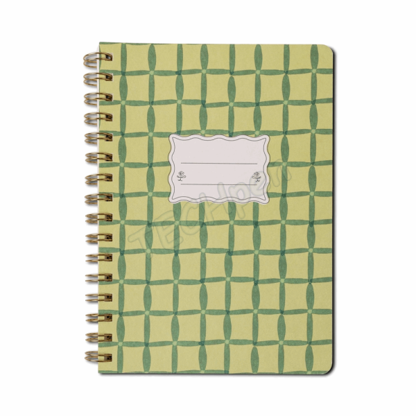 DESIGNWORKSINK JTW68-1020EU TULIP A5 TWIN WIRE NOTEBOOK - GREEN LATTICE