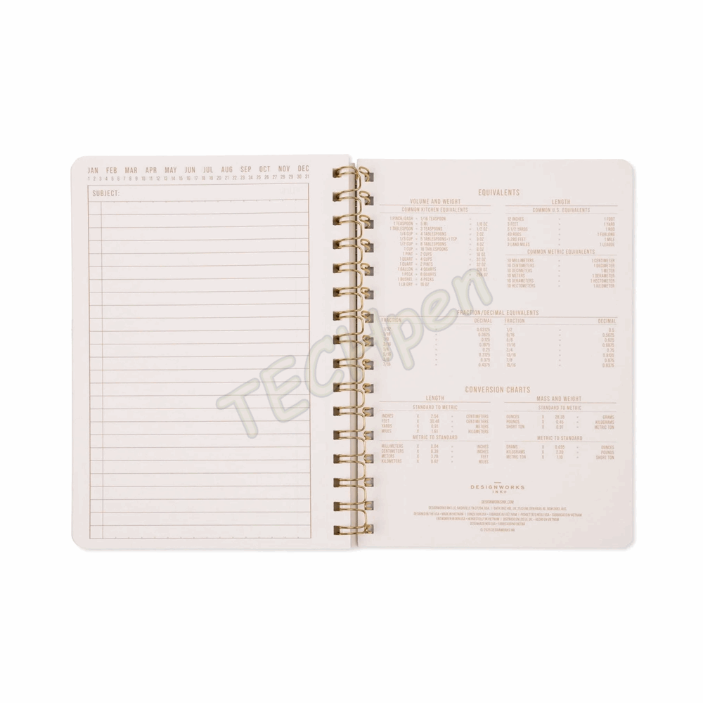 DESIGNWORKSINK JTW68-1020EU TULIP A5 TWIN WIRE NOTEBOOK - GREEN LATTICE