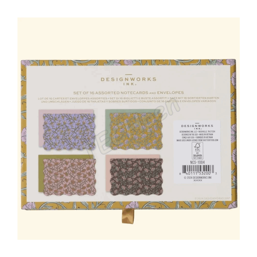 DESIGNWORKSINK NCS-1004EU VINTAGE FLORAL NOTECARDS - SET OF 16 ASSORTED (FSC MIX CREDIT)