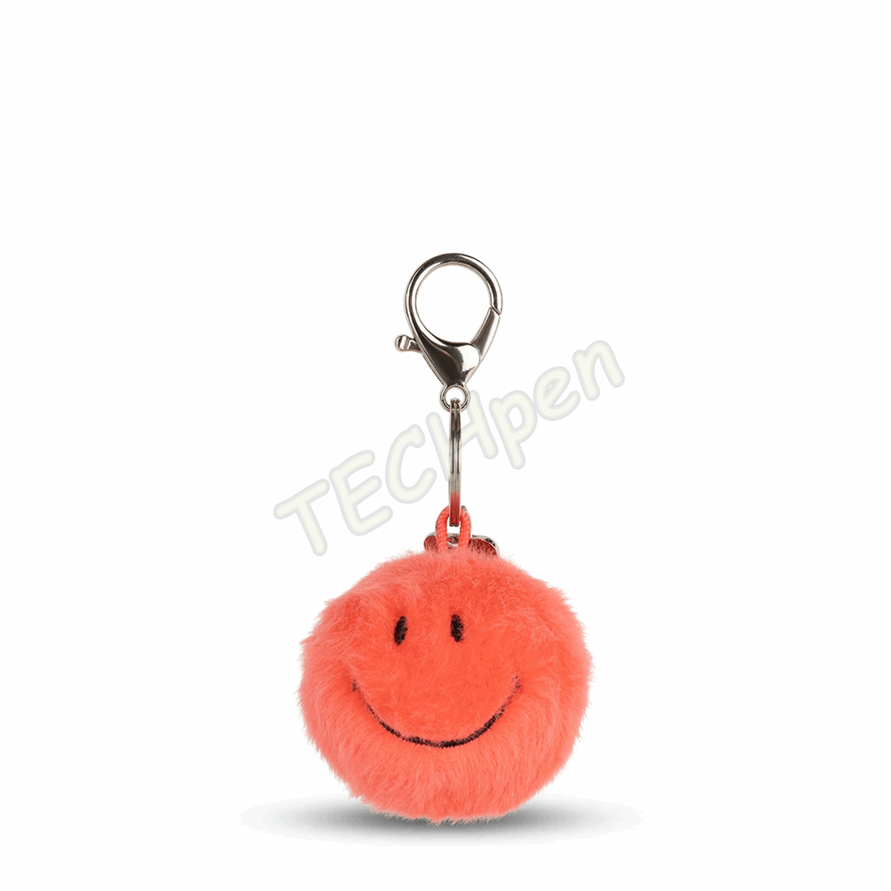 BONTON 35305123 SMILEY KEYCHAIN ECO FUZZY - 5,5 CM - 2 BRIGHT CORAL