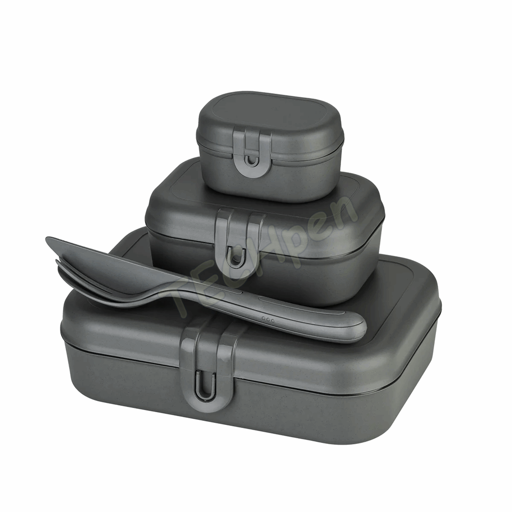 KOZIOL LUNCH BOX SET + CUTLERY SET PASCAL READY NATURE ASH GREY 7168701