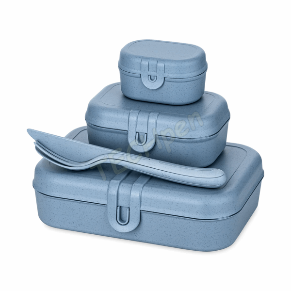 KOZIOL LUNCH BOX SET + CUTLERY SET PASCAL READY NATURE FLOWER BLUE 7168716