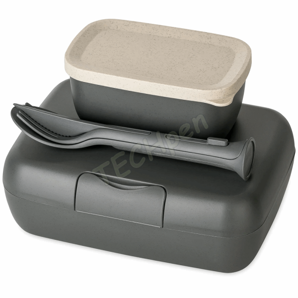 KOZIOL LUNCH BOX SET + CUTLERY SET CANDY READY NATURE ASH GREY 7272701