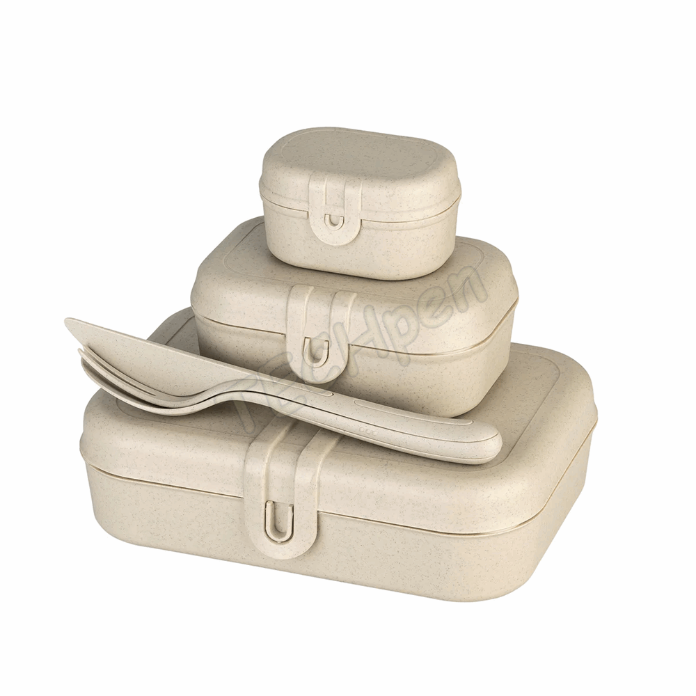 KOZIOL LUNCH BOX SET + CUTLERY SET PASCAL READY NATURE 7168700