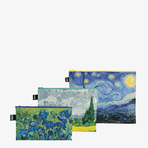 LOQI ZP.VG VINCENT VAN GOGH STARRY NIGHT, WHEATFIELD, IRISES RECYCLED ZIP POCKETS