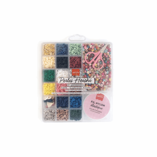 LA PETITE EPICERIE 179001 BOITE DE 16 COULEURS NATURE DE PERLES HEISHI 6 MM + ACCESSOIRES
