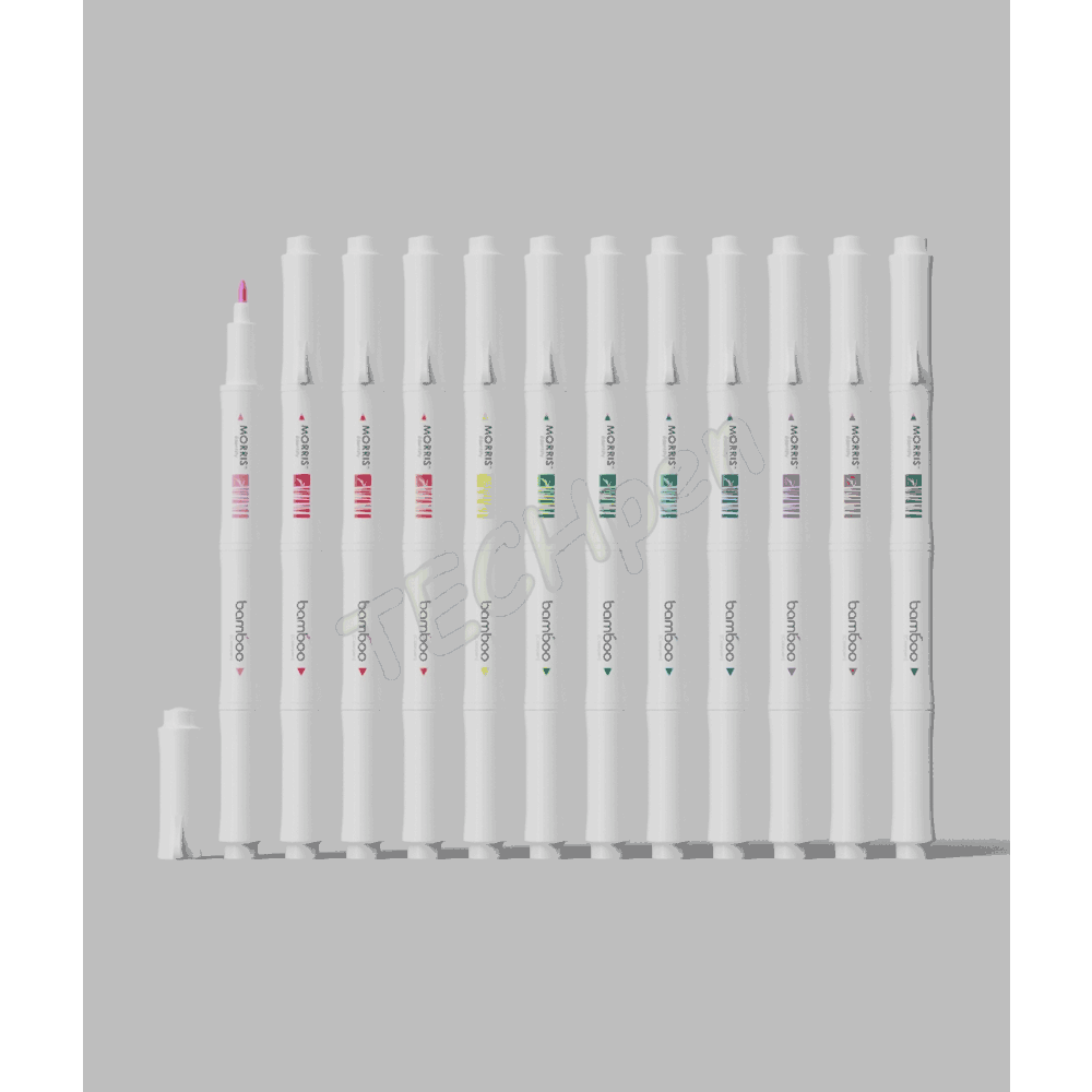 MORRIS JUST MWM-101 BAMBOO COLOUR PEN TWIN TYPE(SET) ORIGINAL 12 COLORS