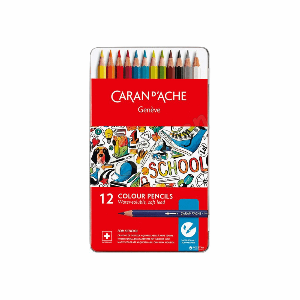 CARANDACHE ΣΧΟΛΙΚΕΣ ΞΥΛΟΜΠΟΓΙΕΣ WATER SOLUBLE AQUARELLABLE ΣΕΤ 12 τμχ ΣΕ ΜΕΤΑΛΛΙΚΗ ΚΑΣΕΤΙΝΑ