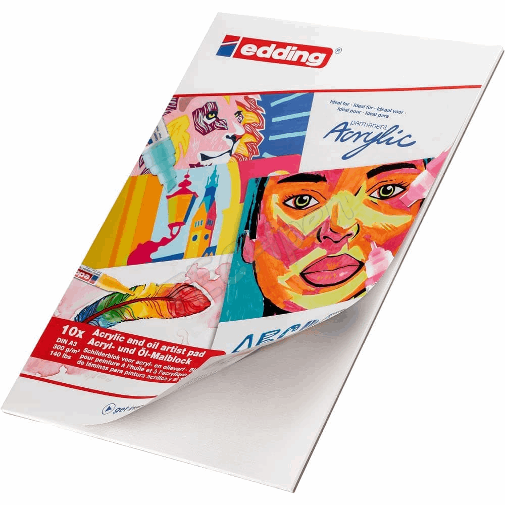 EDDING ACRYLIC&OIL ΜΠΛΟΚ ΕΛΑΙΟΓΡΑΦΙΑΣ Α3(30Χ42) 10φ 300gr ΛΙΝΟ ΧΑΡΤΙ ΛΕΥΚΟ 01.30010-A3