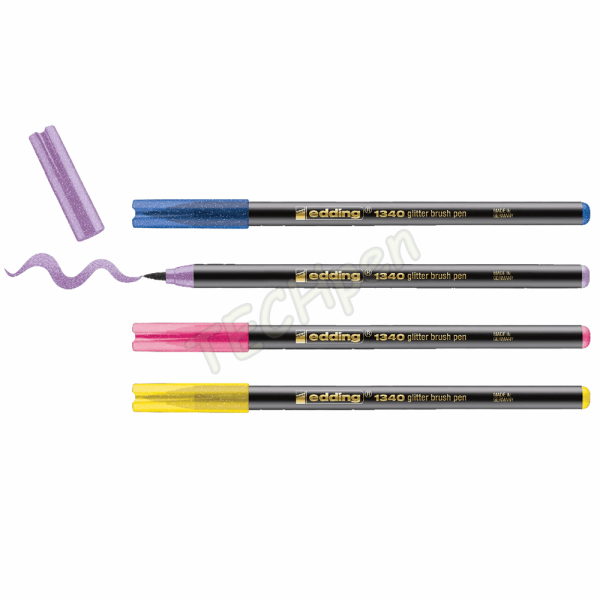 EDDING ΜΑΡΚΑΔΟΡΟΣ ΠΙΝΕΛΟ e-1340 GLITTER BRUSHPEN SET 4ΧΡΩΜ. 01.1340/4SGLITTER