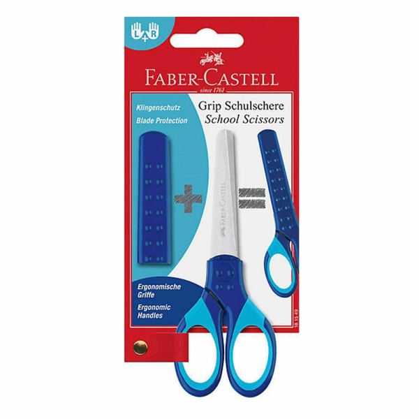 FABER CASTELL Ψαλίδι Grip μπλε με προστατευτικό κάλυμμα 12310099 RR181548