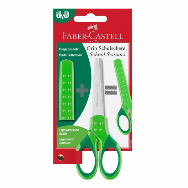 FABER CASTELL Ψαλίδι Grip πράσινο με προστατευτικό κάλυμμα 12310099 RR181548