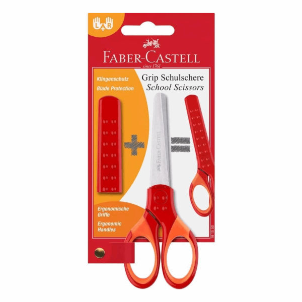 FABER CASTELL RR181548 Ψαλίδι Grip κόκκινο με προστατευτικό κάλυμμα 12310099