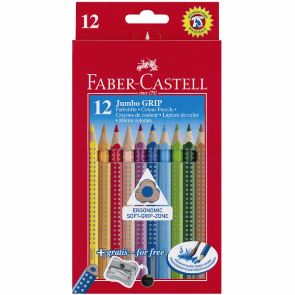 FABER CASTELL ΣΧΟΛΙΚΕΣ ΞΥΛΟΜΠΟΓΙΕΣ JUMBO GRIP RR110912 ΣΕΤ 12τμχ ΜΕ ΞΥΣΤΡΑ 12305601