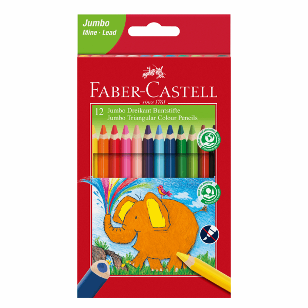 FABER CASTELL ΣΧΟΛΙΚΕΣ ΞΥΛΟΜΠΟΓΙΕΣ EXTRA JUMBO 5,3mm ΤΡΙΓΩΝΙΚΕΣ RR116501 ΣΕΤ12τμχ 12309359