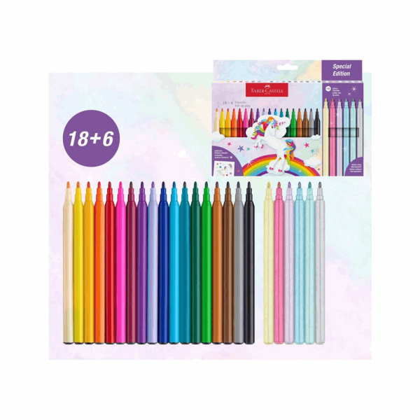 FABER CASTELL ΣΧΟΛΙΚΟΙ ΜΑΡΚΑΔΟΡΟΙ ΜΟΝΟΚΕΡΟΣ RR554221 ΣΕΤ 18τμχ + 6τμχ GLITTER ME ΑΥΤΟΚΟΛΛΗΤΑ 12310992