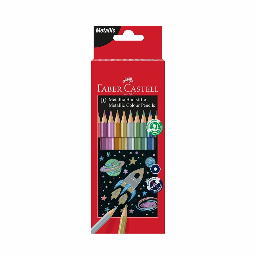 FABER CASTELL ΣΧΟΛΙΚΕΣ ΞΥΛΟΜΠΟΓΙΕΣ ΜΕΤΑΛΛΙΚΑ ΧΡΩΜΑΤΑ RR201583 ΣΕΤ 10τμχ 12309363