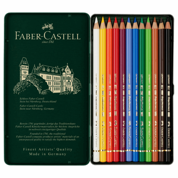 FABER CASTELL ΞΥΛΟΜΠΟΓΙΕΣ ΜΕΤΑΛΛΙΚΗ ΚΑΣΕΤΙΝΑ POLYCHROMOS 12τμχ 12302574 AG110012