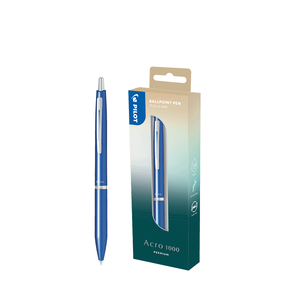 PILOT ΣΤΥΛΟ ΚΟΥΜΠΙ BALLPOINT ΜΑΥΡΟ ΜΕΛΑΝΙ BLISTER 1.0mm ACRO 1000 ΜΕΤΑΛΛΙΚΟ ΓΑΛΑΖΙΟ 230.435945