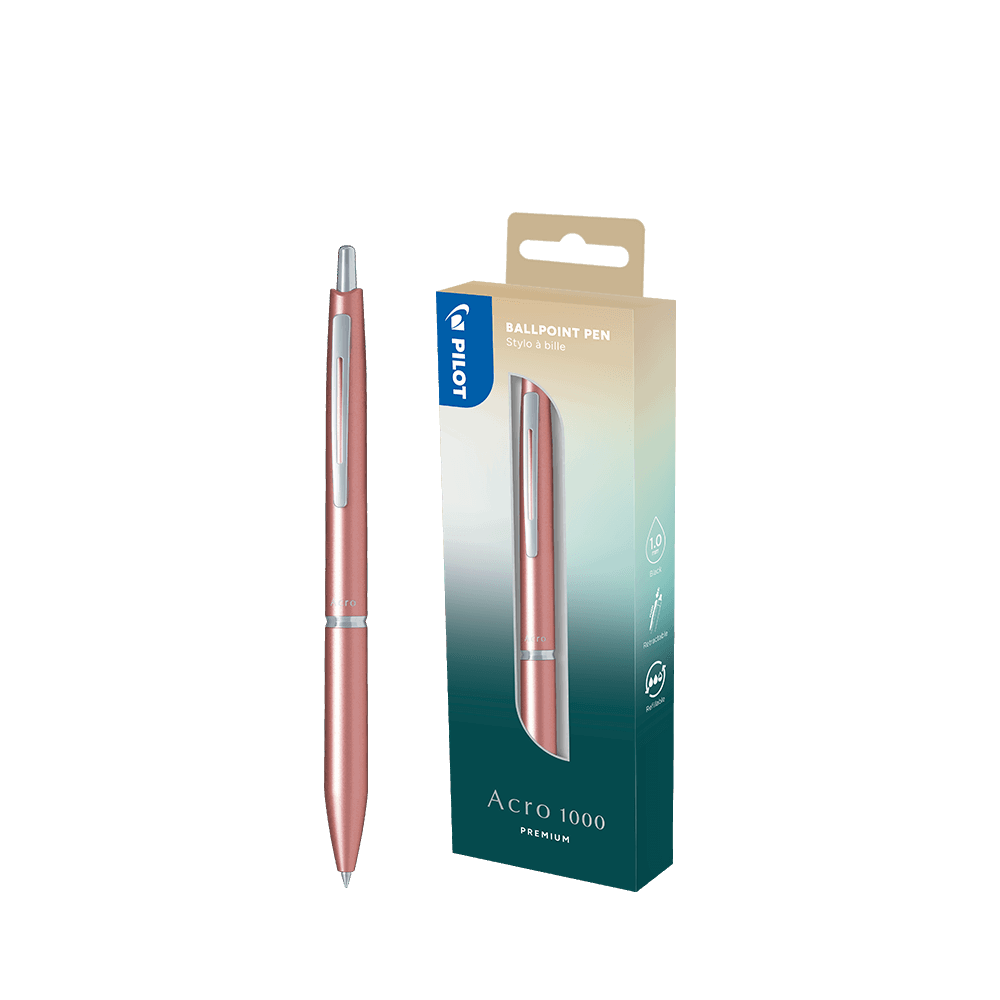 PILOT ΣΤΥΛΟ ΚΟΥΜΠΙ BALLPOINT ΜΑΥΡΟ ΜΕΛΑΝΙ BLISTER 1.0mm ACRO 1000 ΡΟΖ ΚΟΡΑΛΙ 230.435938
