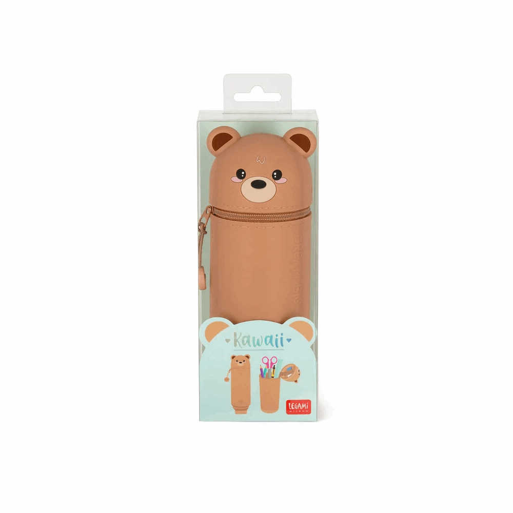 LEGAMI KA0011 2-IN-1 SILICONE PENCIL CASE - KAWAII - TEDDY BEAR