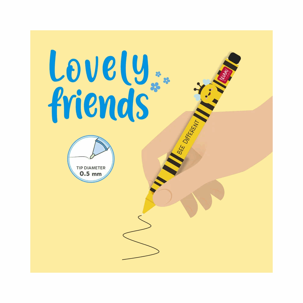 LEGAMI CPP0012 GEL PEN WITH ANIMAL DECORATION - LOVELY FRIENDS BEE
