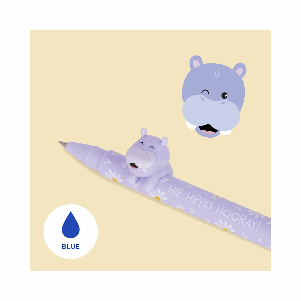 LEGAMI CPP0015 GEL PEN WITH ANIMAL DECORATION - LOVELY FRIENDS HIPPO