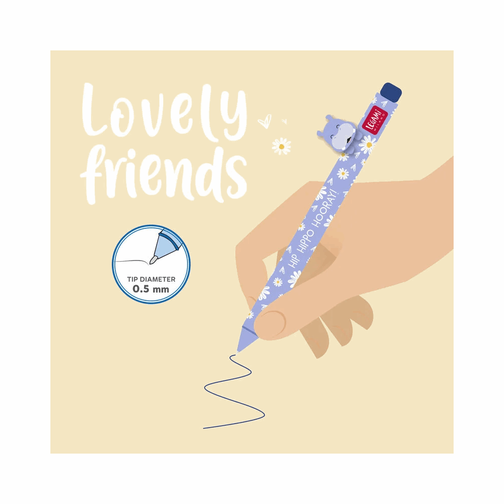 LEGAMI CPP0015 GEL PEN WITH ANIMAL DECORATION - LOVELY FRIENDS HIPPO