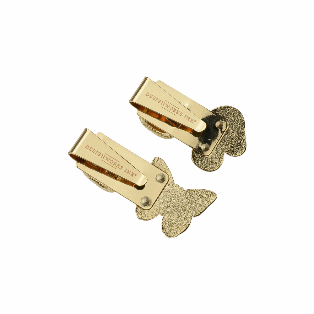 DESIGNWORKSINK PCS-1003EU PEN CLIPS - BUTTERFLY & MUSHROOM (SET OF 2)