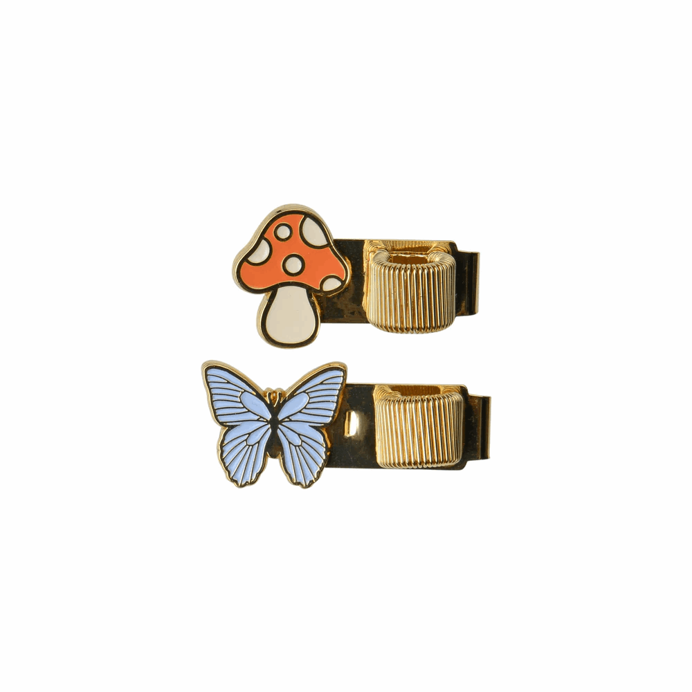 DESIGNWORKSINK PCS-1003EU PEN CLIPS - BUTTERFLY & MUSHROOM (SET OF 2)