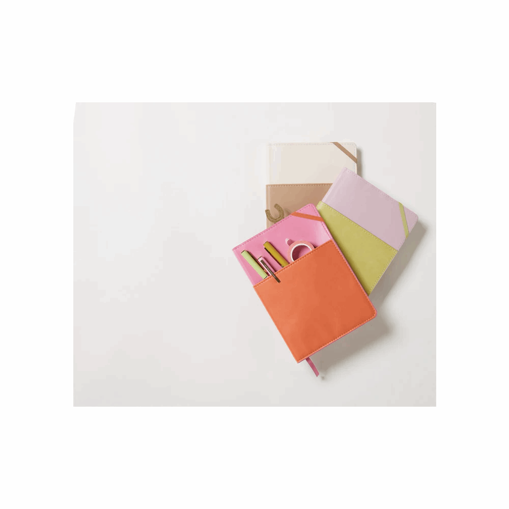 DESIGNWORKSINK PJ-1000 VEGAN LEATHER POCKET JOURNAL - PINK & CHILI