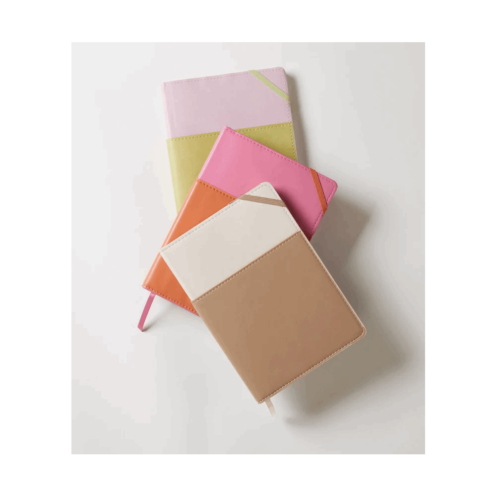 DESIGNWORKSINK PJ-1002 VEGAN LEATHER POCKET JOURNAL - IVORY & TAUPE