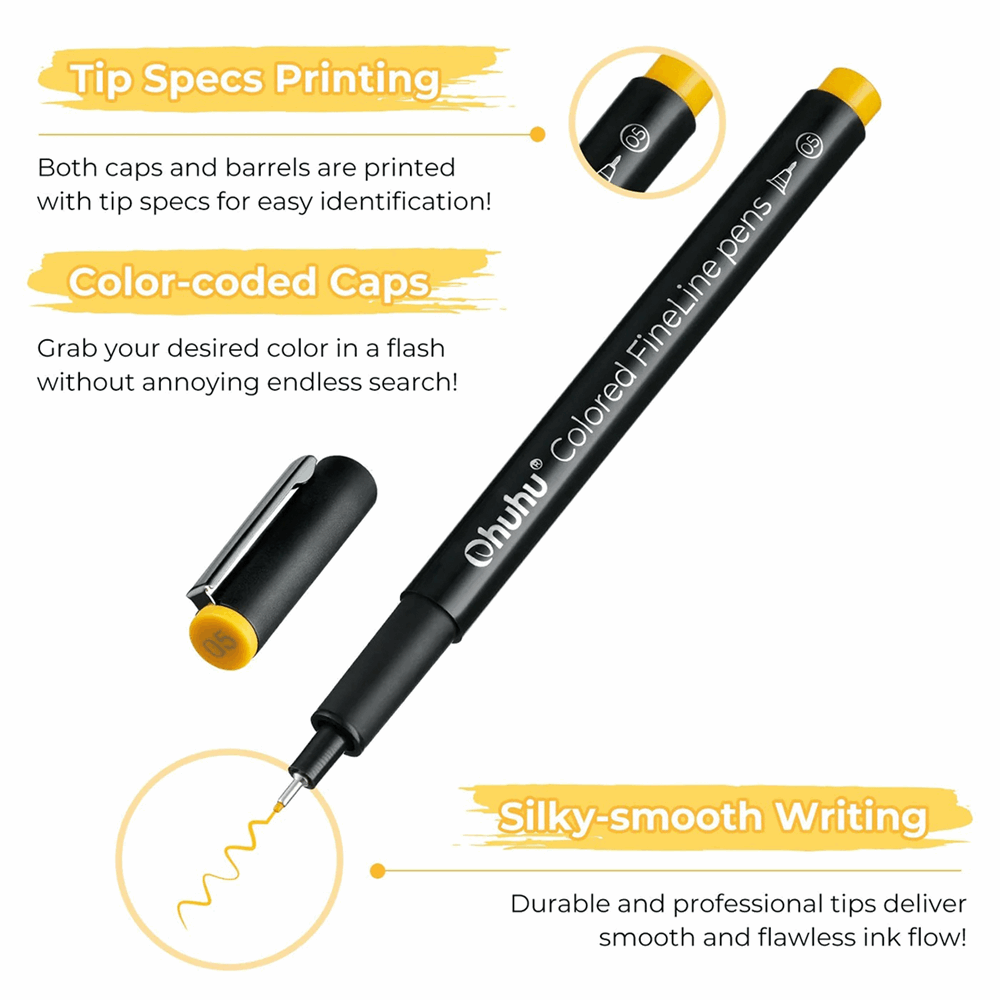 OHUHU HANA FINELINER DRAWING PENS - 18pcs OHU-Y30-80600-54