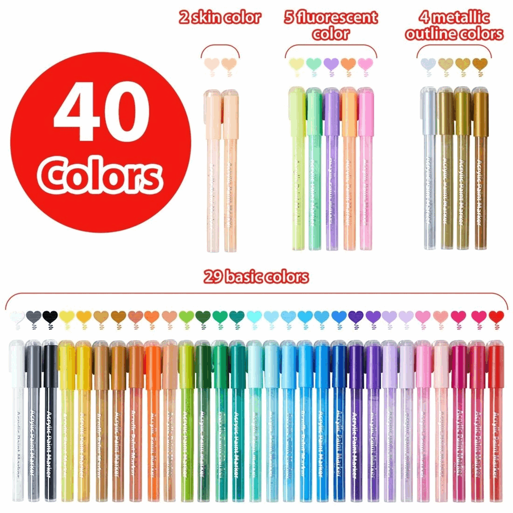 OHUHU 40 ACRYLIC MARKER PENS OHU-Y30-80600-22