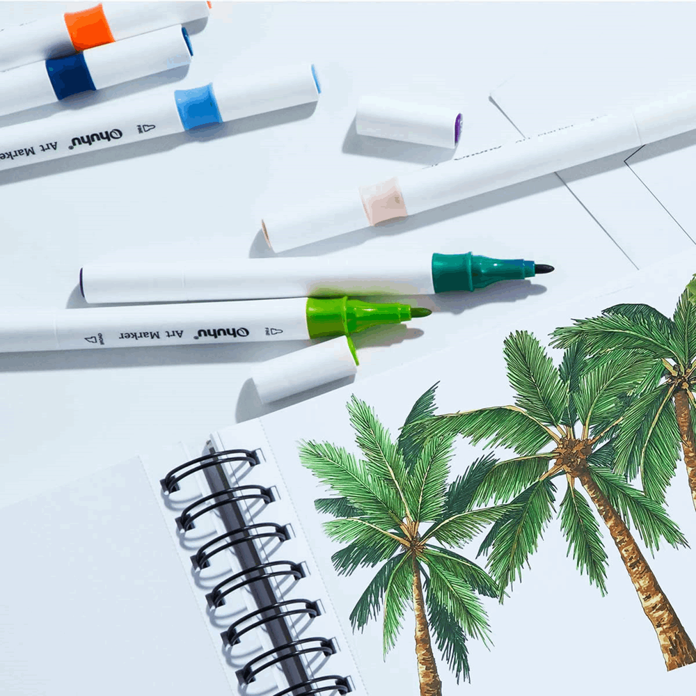 OHUHU ΜΑΡΚΑΔΟΡΟΣ ΖΩΓΡΑΦΙΚΗΣ ALCOHOL ART MARKERS DUAL TIP FINE & CHISEL 48τμχ ALCOHOL BASED INK OHU-Y30-80401-07