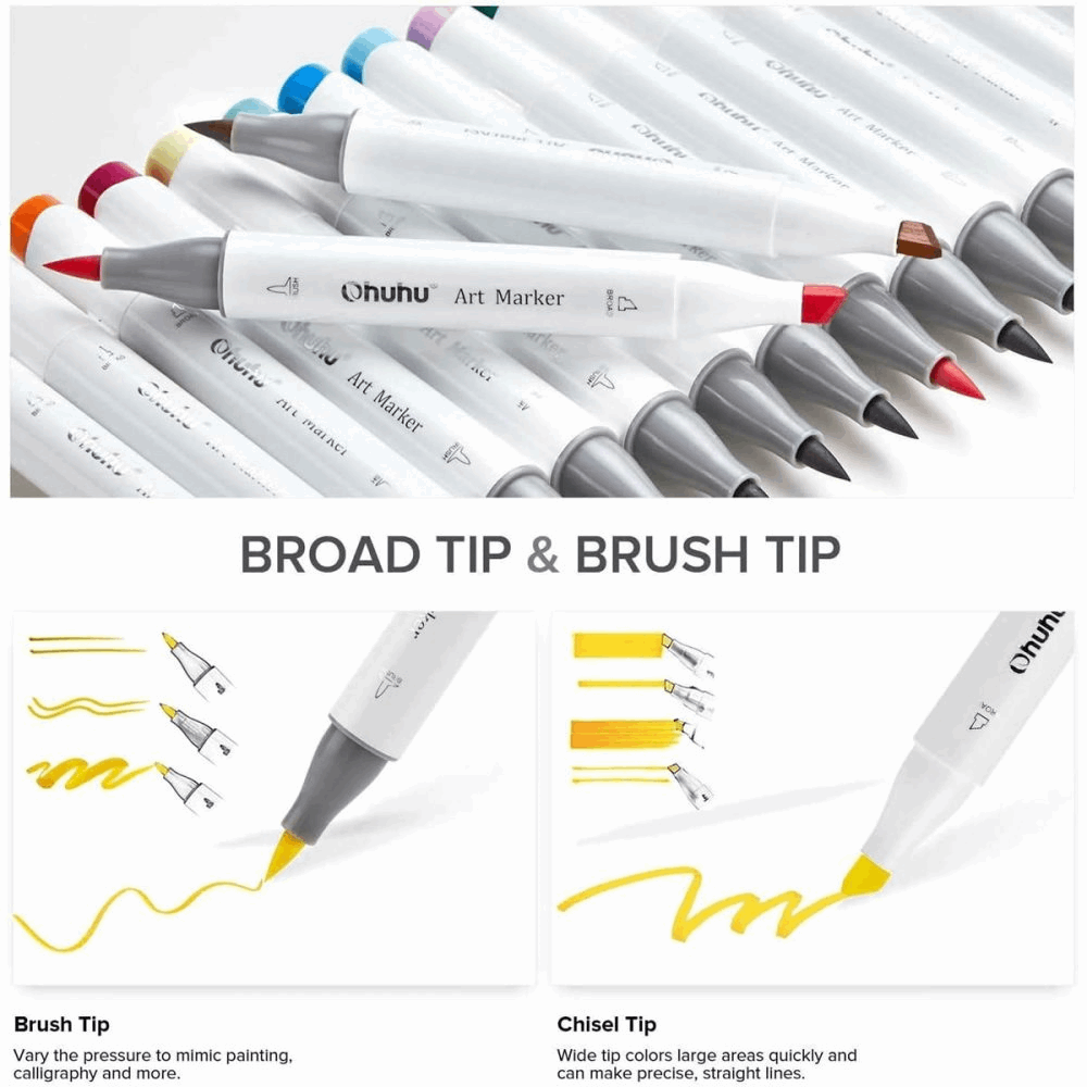 OHUHU MARKERS 24 COL. BRUSH & CHISEL OHU-Y30-80401-93 OHU-Y30-80404-23