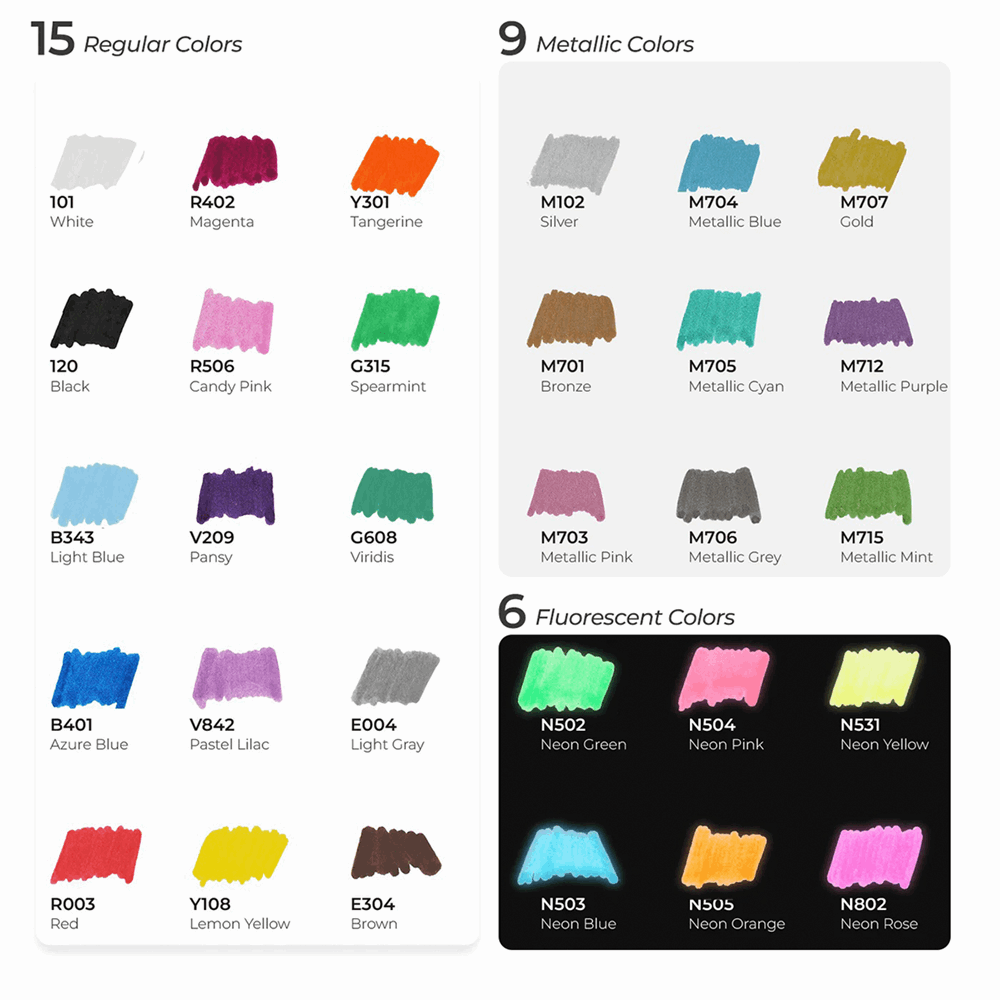 OHUHU MARKERS SET-30 ACRYLIC COLORS DUAL TIP OHU-Y30-80601-08 OHU-Y30-80601-73