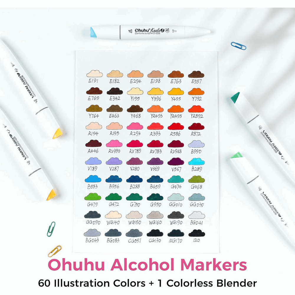 OHUHU MARKERS BRUSH & CHISEL KAALA SET-60 MANGA OHU-Y30-80403-75 OHU-Y30-80405-43
