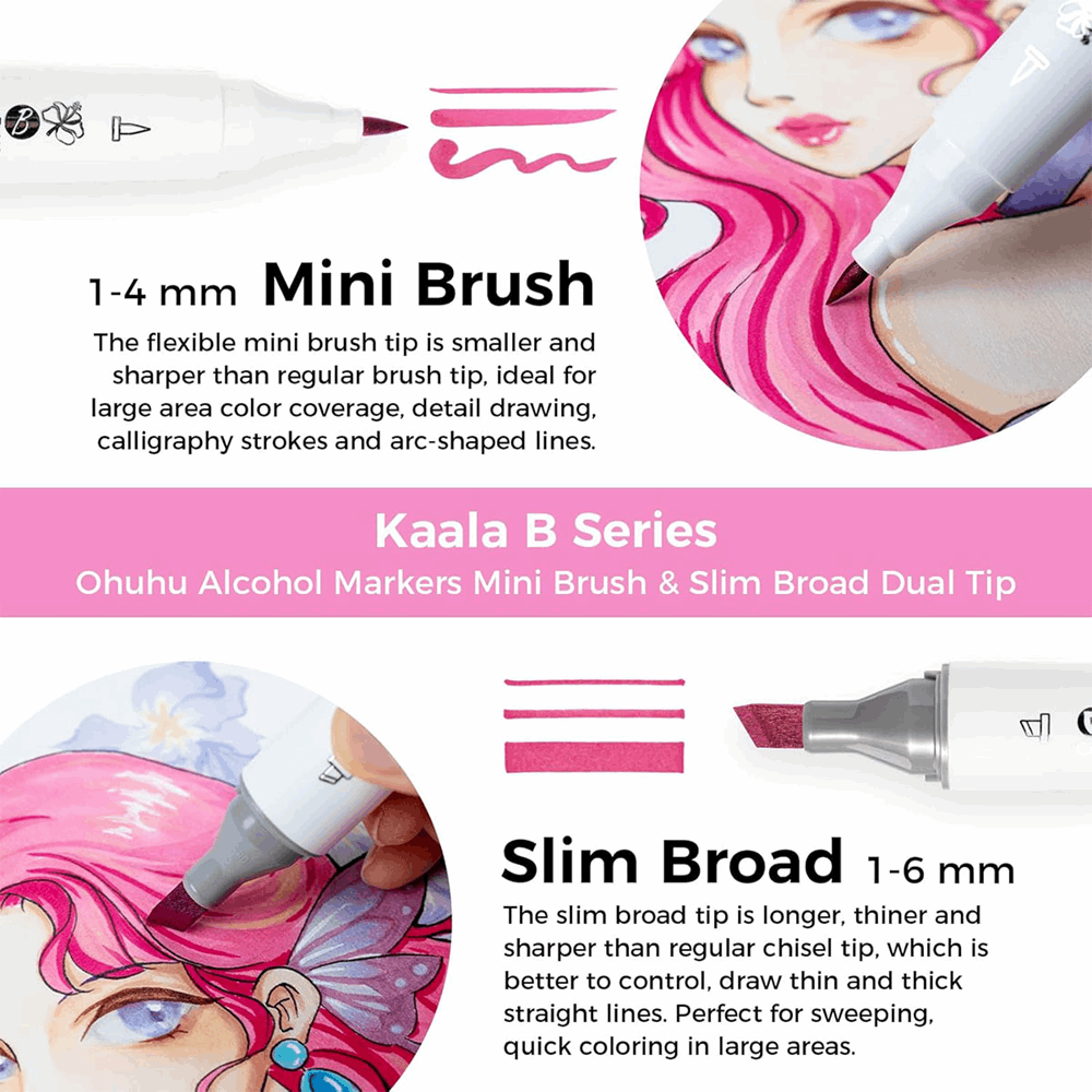 OHUHU MARKERS BRUSH & CHISEL KAALA SET-60 MANGA OHU-Y30-80403-75 OHU-Y30-80405-43