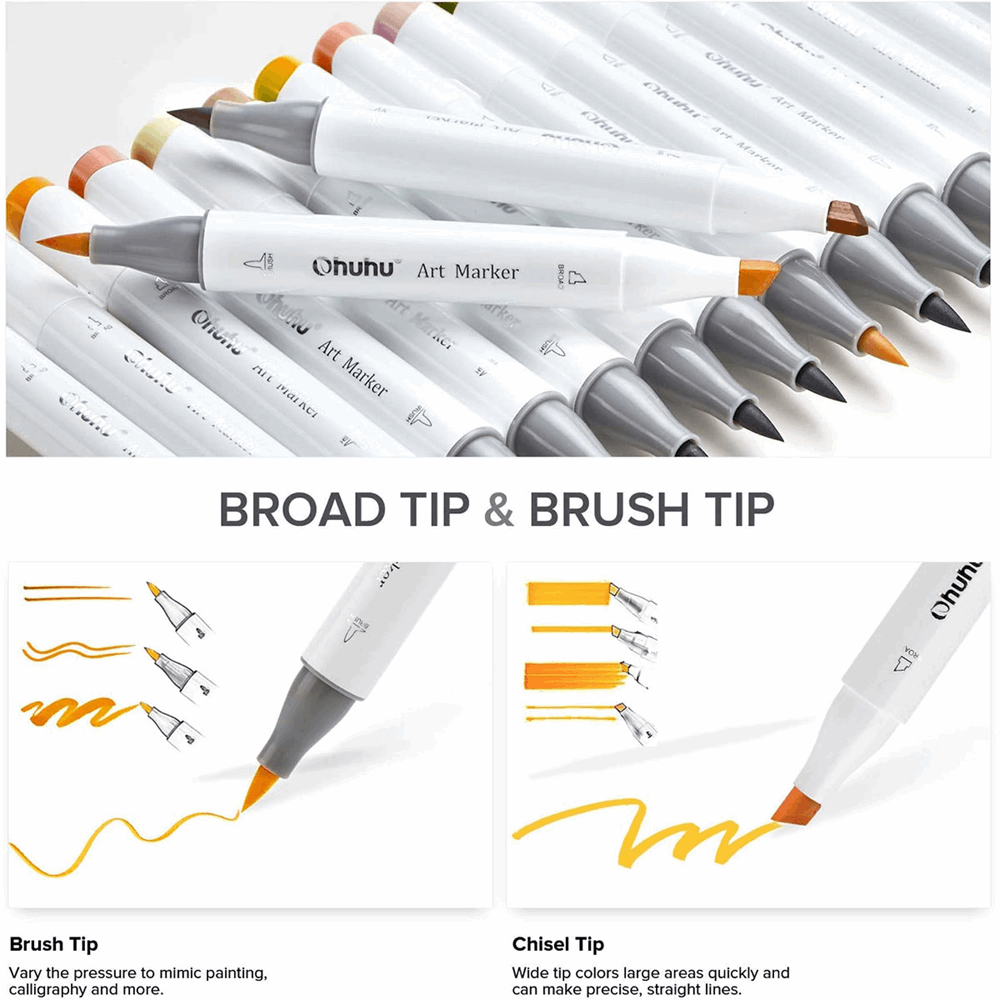 OHUHU MARKERS BRUSH & CHISEL SET-24 SKIN OHU-Y30-80404-29
