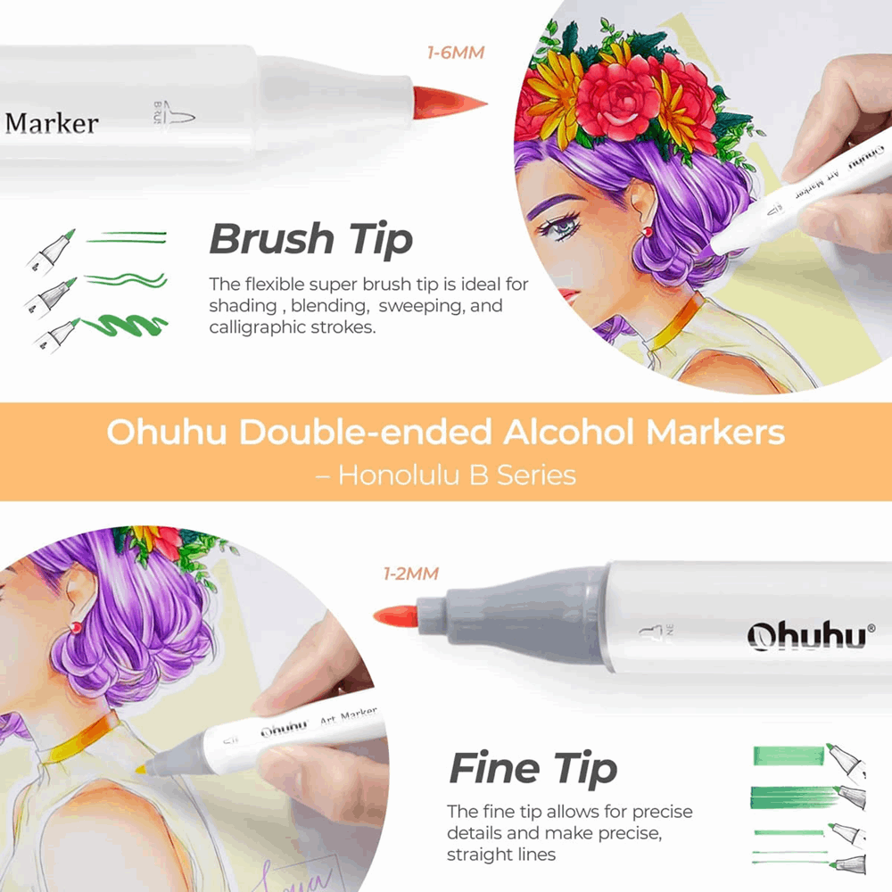 OHUHU MARKERS BRUSH & FINE SET-48+1 OHU-Y30-80400-40 OHU-Y30-80404-58