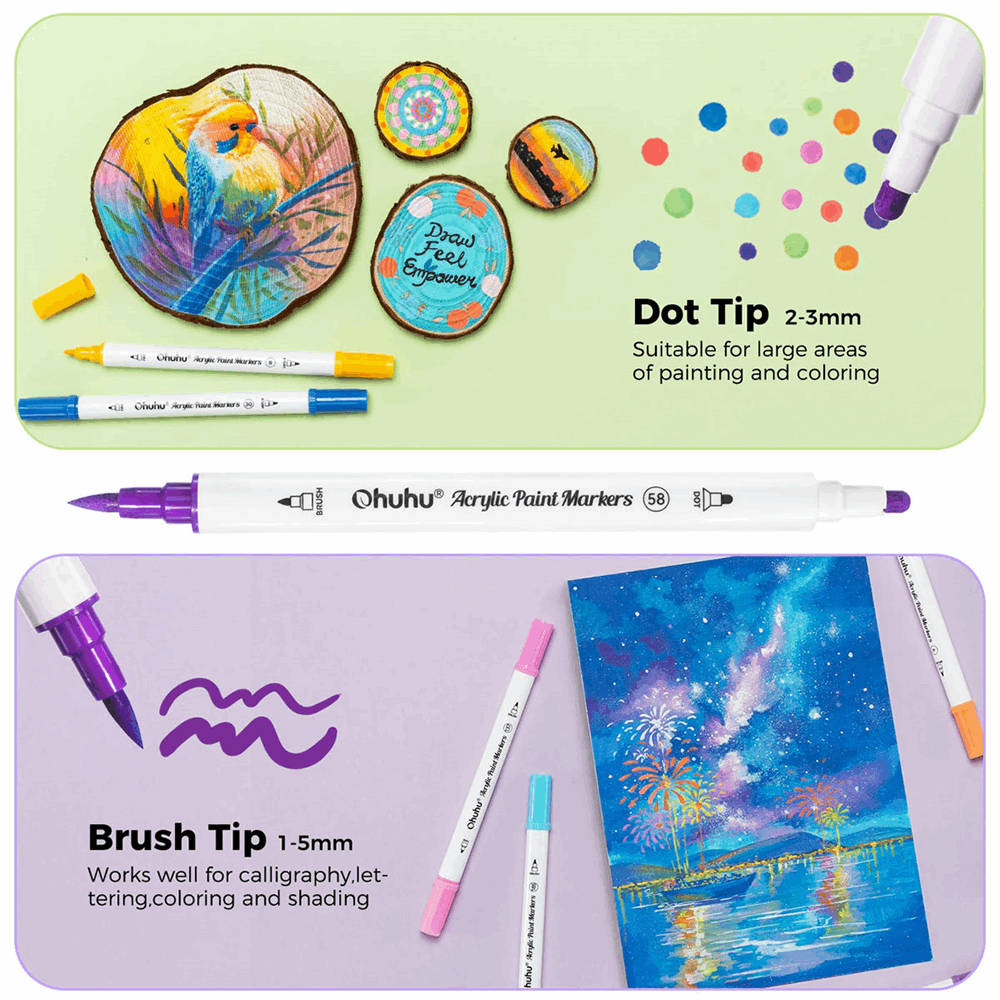 OHUHU ACRYLIC MARKERS SET-36 FINE&DOT OHU-Y30-80601-12 OHU-Y30-80601-76