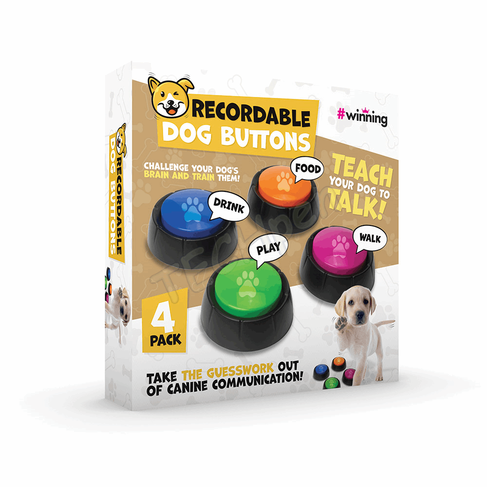 The Source - Winning -  Novelty - Recordable Dog Buttons Set 4 119206 94120