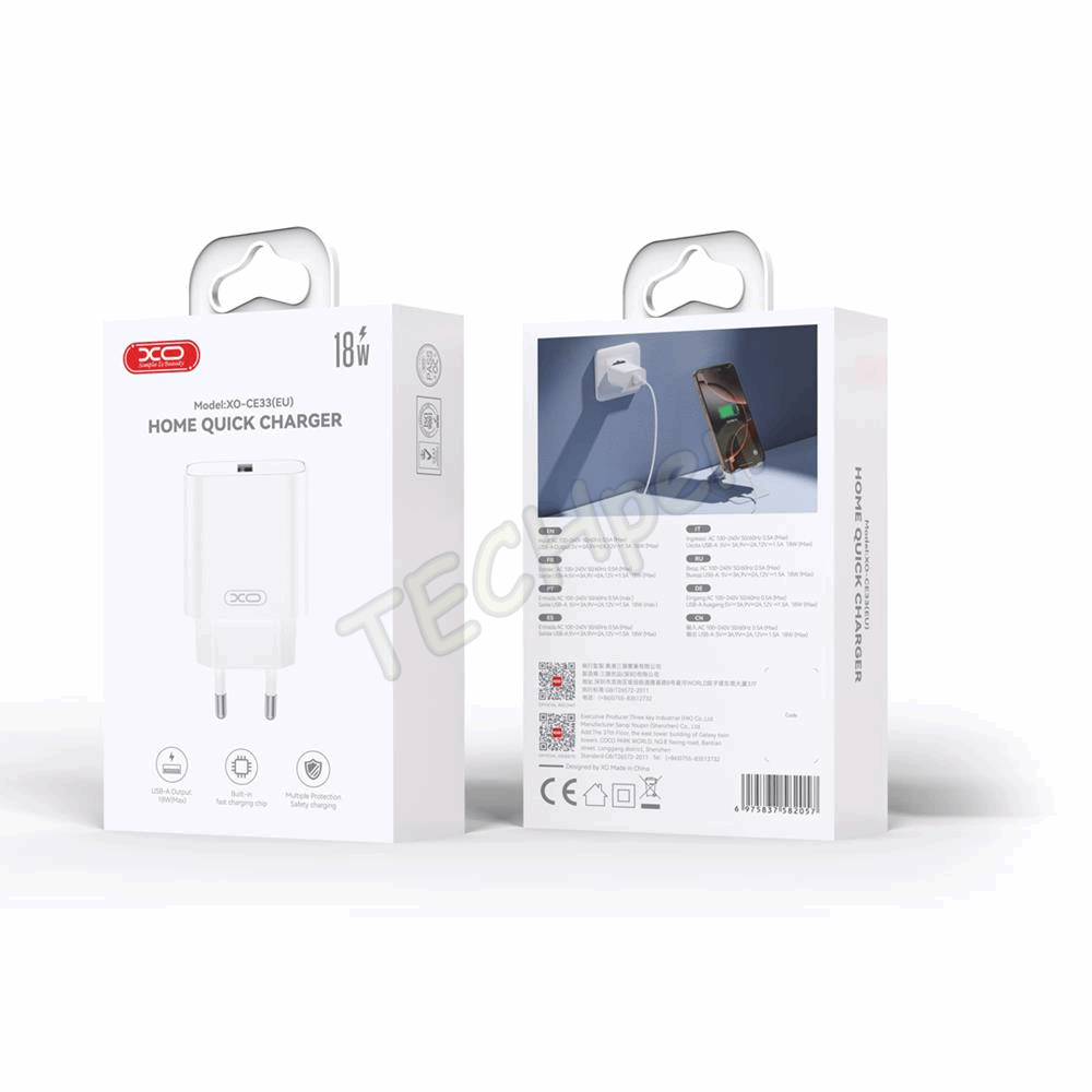 GREEN MOUSE GSM191547 - ΧΟ WALL CHARGER CE33 QC 18W 1xUSB